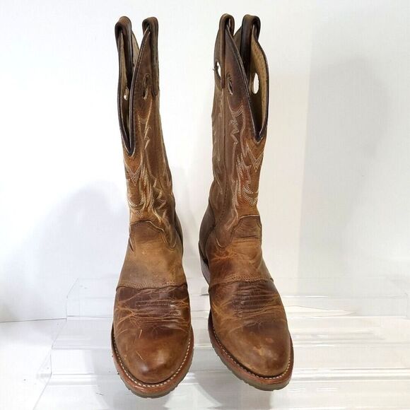 Double H Cowboy Boots Womens 7M Daniela 12" Work Roper Brown Leather Rustic USA - Picture 4 of 9